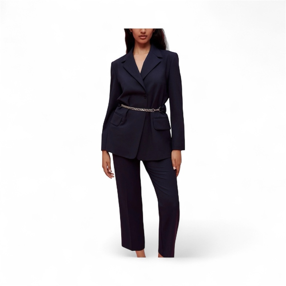 NWT Maje Paris Navy Blazer with chain belt detail